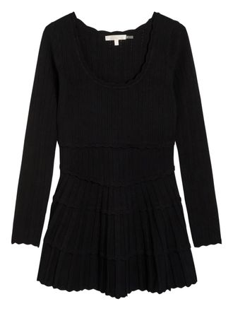 LoveShackFancy scalloped tiered dress - women - Viscose/Polyester/Elastane - S - Black