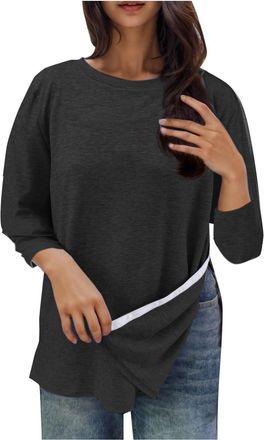 Generic Tops for Women UK Post Shoulder Surgery Tunic Top 3/4 Sleeve Chemo Port Adaptive Jumpers Ladies Crewneck Comfy Stretch Sweatshirt Without Hood After R