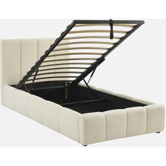 Sweeek Cama Ba&uacute;l Con Somier De L&aacute;minas Y Cabecera 90cm, Acabado En Borreguito