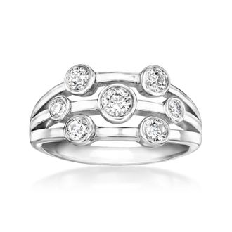 Ross-Simons Bezel-Set Lab-Grown Diamond Multi-Row Ring in Sterling Silver