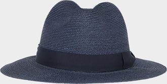 Giorgio Armani Mens Jute Ribbon-Band Fedora Hat