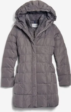 Cole Haan Womens 32 Signature Hooded Taffeta Down Coat - Grey Size Medium