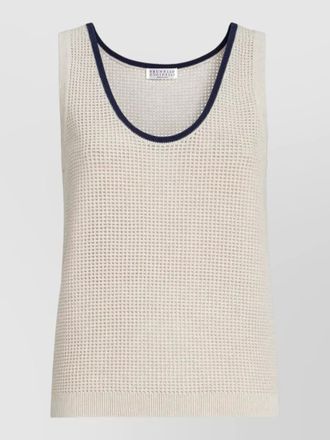 Brunello Cucinelli knit tank scoop neck contrast trim