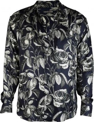 Roberto Cavalli Flowery Shirt OLD Effect - Heren - Casual Overhemden - Zwart - M - Overhemden