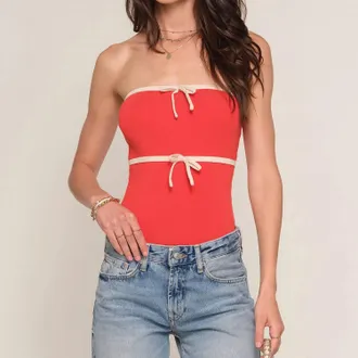 Heartloom Averil Strapless Top In Flame