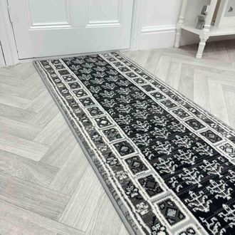 Runrug Hallway Carpet Runner Rug - Soft & Comfy, 9mm - Mayan in Grey | Size: 60 cm x 390 cm