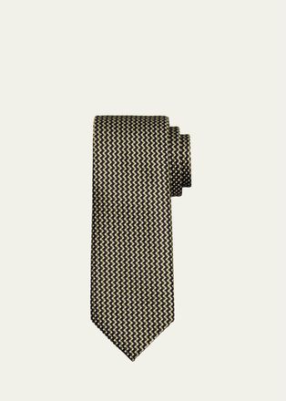 Tom Ford Mens Contrast Zigzag Silk Tie