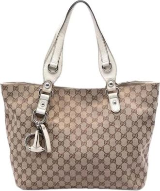 Gucci Pre-owned Tote Bags, female, Beige, Size: ONE SIZE Pre-owned Canvas Tote