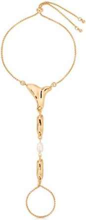 Ettika Liquid Metal Genuine Freshwater Pearl Hand Chain in Gold at Nordstrom