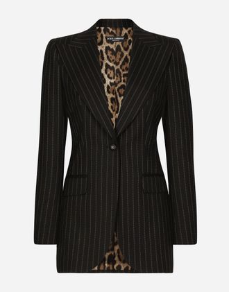 Dolce & Gabbana Single-breasted Pinstripe Wool Turlington Jacket - Woman Coats And Jackets Multicolor 36