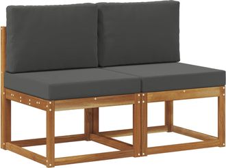 vidaXL 2 Pieza Sof&aacute; Intermedio De Exterior Madera De Acacia S&oacute;lida Vidaxl