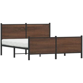 vidaXL Metal Bed Frame without Mattress Brown Oak 140x190 cm Vidaxl