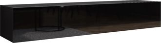 Mirjan24 Mueble Tv Vilrin I, Negro + Negro Brillante, N&uacute;mero De Puertas: 2, N&uacute;mero De Cajones: 0, 180x30x40cm