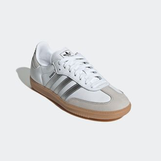adidas Sneaker ADIDAS ORIGINALS SAMBA OG, Damen, Gr. 38,5, cloud wei&szlig;, silber metallic, grau one, Leder, Schuhe Sneaker