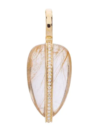 By Pariah 14k yellow gold quartz and diamond pendant - Marrone