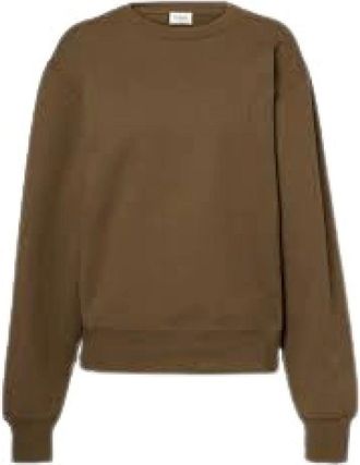 Saint Laurent Hoodies & sweatvesten, Dames, Bruin, L, Katoen, Crewneck Sweatshirt