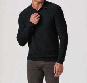 Paige Mens Selwyn Sweater Polo Shirt In Black