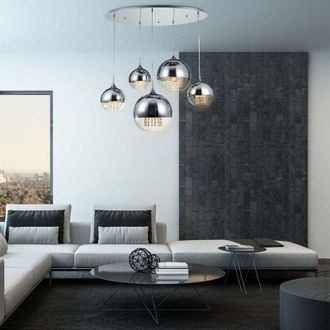 Maytoni Fermi L&aacute;mpara Colgante De Techo Cluster N&iacute;quel Y Cristal, 5 Luces, E27