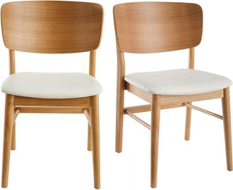 Miliboo Miliboo - Set De 2 Sillas De Madera Clara Y Blanco Sheldon