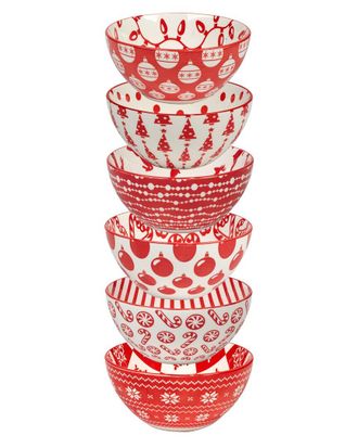 Certified International Peppermint Candy Large All Purpose Bowls (Set Of 6