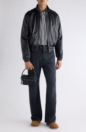 Acne Studios Lokot Leather Bomber Jacket in Black at Nordstrom, Size 42 Us
