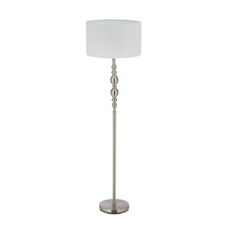 Relaxdays Lampada Da Terra, Piantana Salotto E27, Cavo, Paralume Stoffa &Oslash; 43 Cm, Design Vintage, 155 Cm, Bianco/argento - Relaxdays