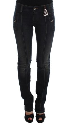 Ermanno Scervino Womens Straight Leg Jeans With Unique Seam Detail - Black Cotton - Size EU 40 (Womens)