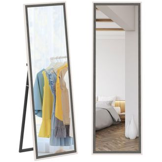 HOMCOM Full Length Mirror - Standing Leaning Wall - 163 X 53 Cm - Grey | TJ Hughes