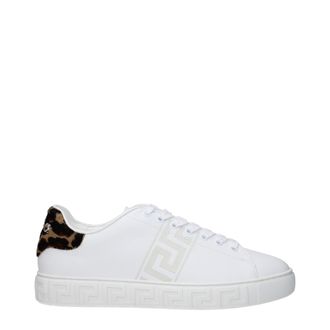 Versace Witte Leren Lage Sneakers