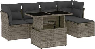 vidaXL Vidaxl - Set De Muebles De Jard&iacute;n 6 Pzas Y Cojines Rat&aacute;n Sint&eacute;tico Gris