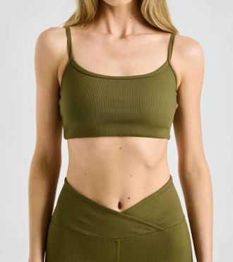 YEAR OF OURS Ribbed Bralette In Dark Olive
