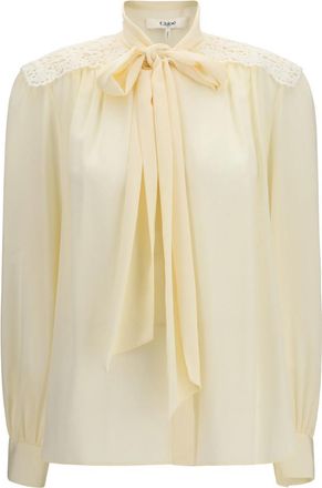 Chlo&eacute; Off White Loose Embroidered Shirt