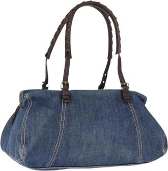 Miu Miu Pre-owned Handbags, female, Blue, Size: ONE SIZE Pre-owned Canvas Shoulder Bag
