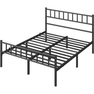 Yaheetech Yaheetech - Struttura Letto in Ferro Battuto a Doghe in Metallo Nero 160 x 200 cm