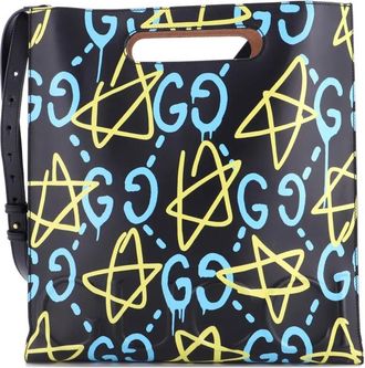 Gucci GucciGhost Leather Medium tote bag - Zwart