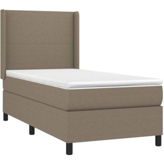 vidaXL Cama Box Spring Con Colch&oacute;n Tela Gris Taupe 80x200 Cm Vidaxl