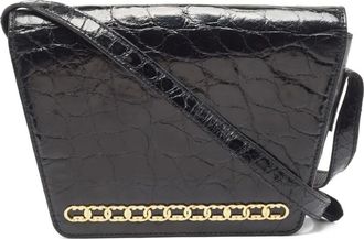 Gucci Schoudertas met krokodillen-reli&euml;f en kettingdetail - Zwart