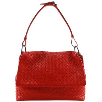 Bottega Veneta Pre-owned Intrecciato Calf Shoulder Bag - Dames - Pre-owned - Rood - Maat: ONE Size Leer