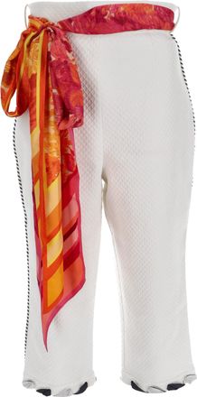 Zimmermann Belted Straight-Leg Cropped Pants in White Cotton