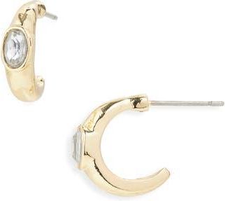 BaubleBar Bezel Crystal Hugggie Hoop Earrings in Gold at Nordstrom Rack