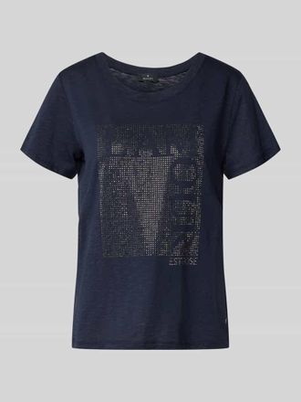 Monari T-Shirt mit Ziersteinbesatz und Rundhalsausschnitt in Marine, Gr&ouml;&szlig;e 34