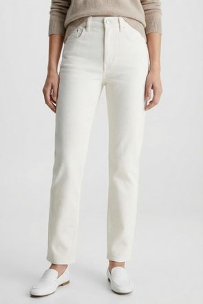 Calvin Klein Jeans Mom-Jeans CALVIN KLEIN JEANS MOM JEAN, Damen, Gr. 25, L&auml;nge 30, chalk wei&szlig;, Web, Obermaterial: 98% Baumwolle, 2% Elasthan, unifarben, gerade, unten sc