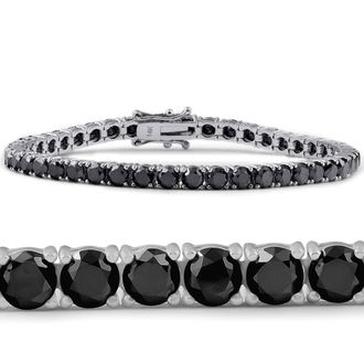 Pompeii3 14k White Gold Black Diamond Round-Cut Tennis Bracelet 11 1/2Ct 7