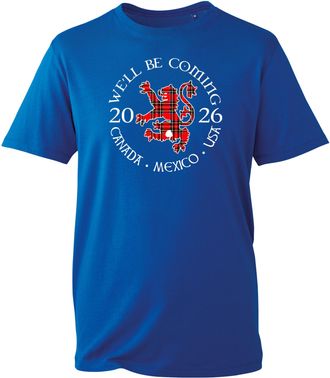 Generic Scotland Well Be Coming 2026 T-Shirt - Tartan Lion Canada Mexico USA Football Fan Inspired Tee (Royal, XL)