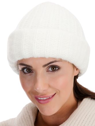Tom Franks Ladies Chunky Knit Slouch Beanie Hat Ivory