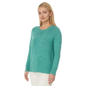 L.L.Bean L. L.Bean Sweater Womens Heather Green Organic Slub Cotton Crew Neck GBO3852