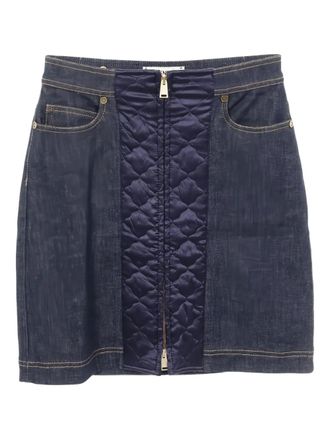 Fendi quilted-detail denim skirt - women - Cotton/Elastane/Silk - 40 - Blue