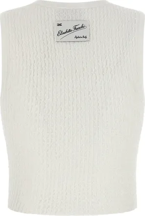 Elisabetta Franchi Ribbed Crop Tank Top - White