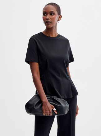 Contemporaine Womens Peplum waist organic cotton T-shirt