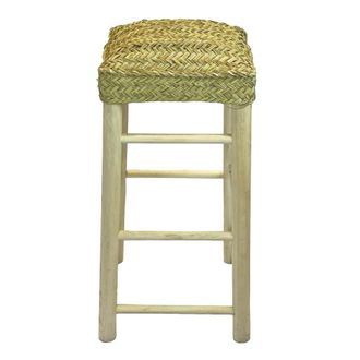 NATYAL Taburete alto con asiento de esparto 74 cm